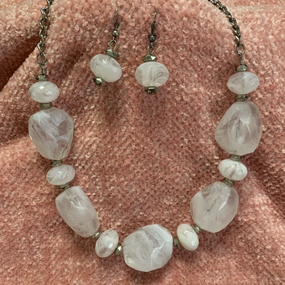 White rock necklace and earrings set